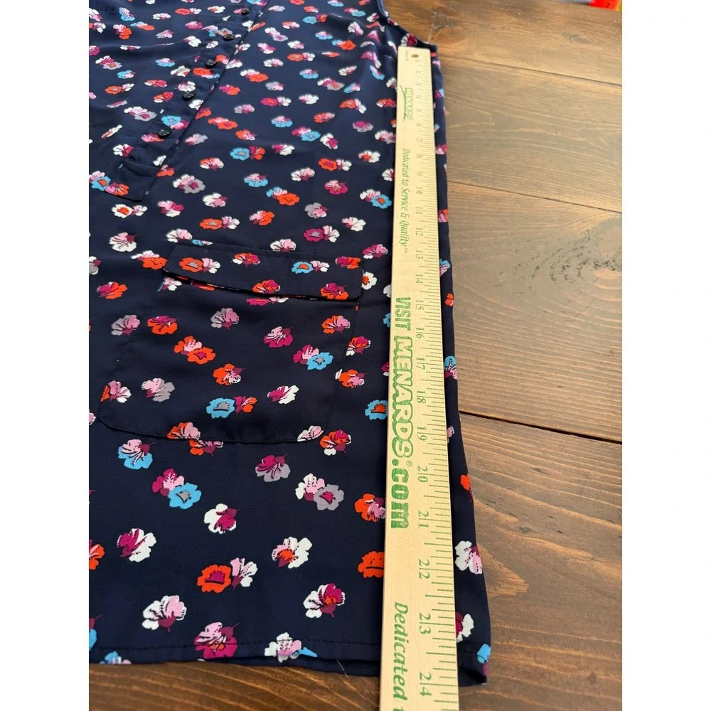 Artisan‎ NY Floral Print Sleeveless Shirt Dress | Navy Blue | Size 4